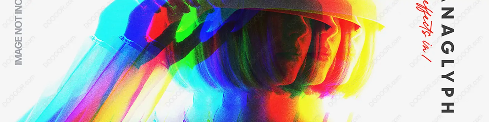 创意照片故障风弥散风模糊特效展示海报样机贴图psd设计素材Mockup