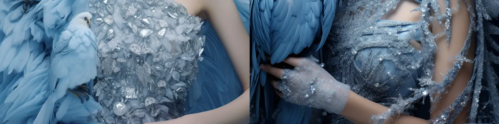 高端时尚潮流人物模特鸟类羽毛保护动物主题摄影海报midjourney关键词咒语分享