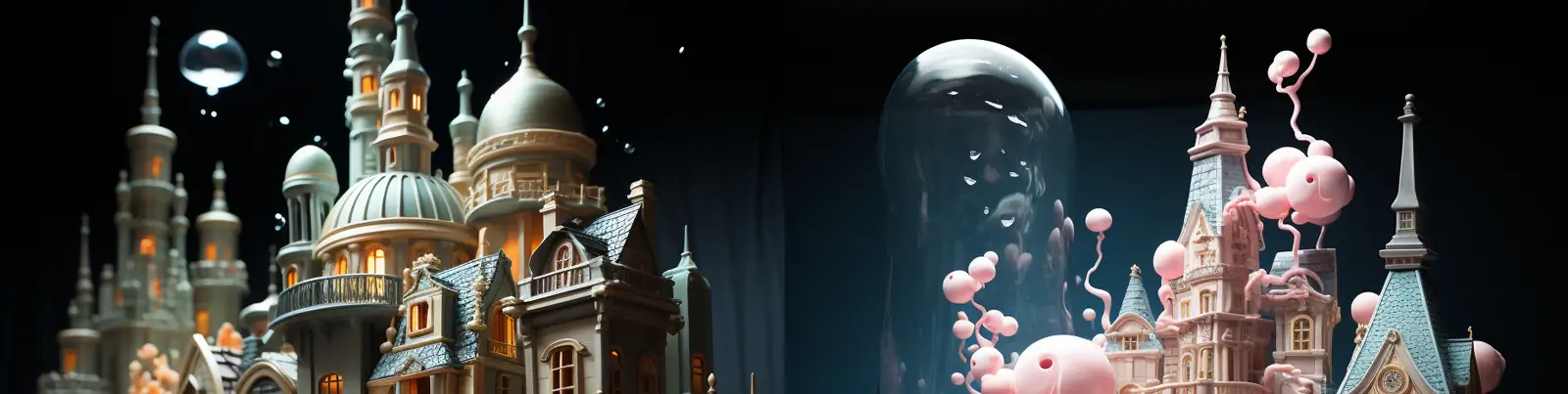 创意海底世界城市玩具糖果生物建筑玻璃瓶工艺品模型海报midjourney关键词咒语