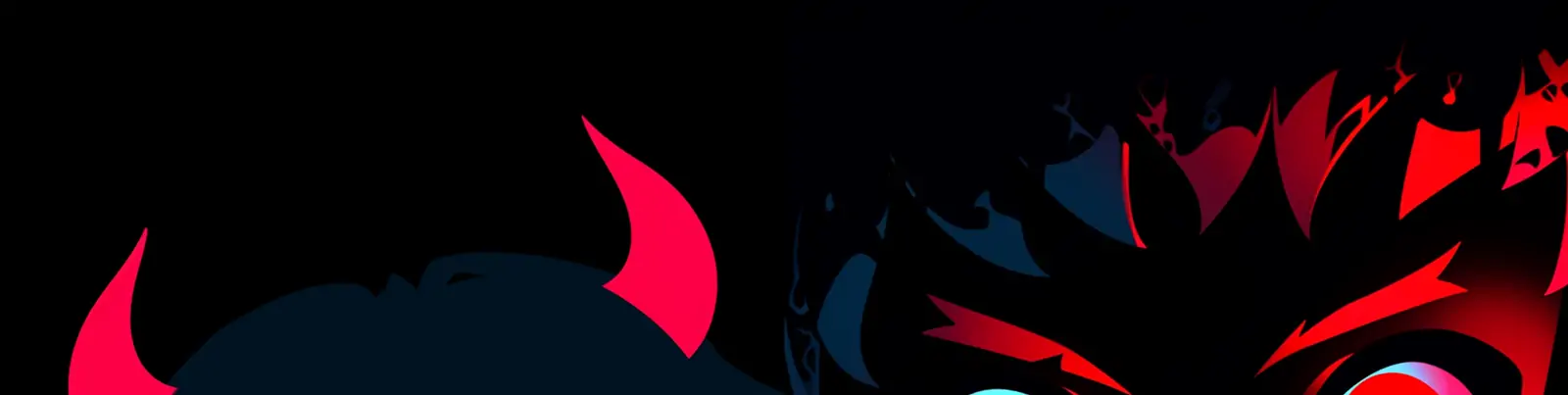 手绘动漫卡通大眼睛小恶魔不羁表情动画人物光效插图海报