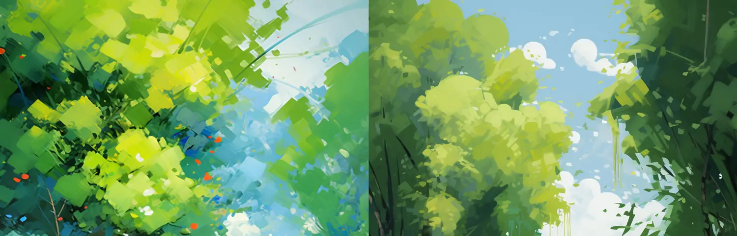 绿树环绕的湖面水彩画垂钓场景Midjourney关键词提示词咒语