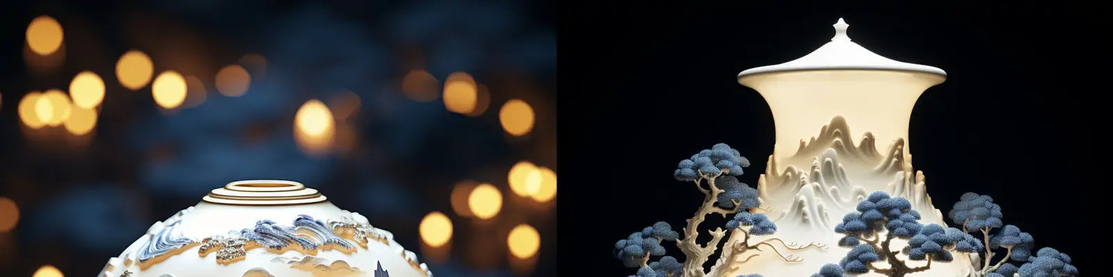 中国风复古明代瓷器花瓶古典艺术立体花纹图案摄影海报midjourney关键词咒语