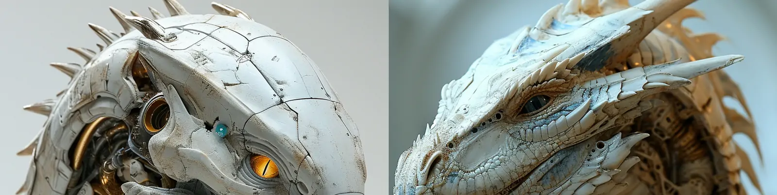 创意立体机器人恐龙机械骨骼模型艺术海报midjourney关键词咒语