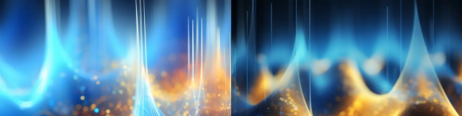 创意科技蓝色金色光效数字模拟波形曲线散焦频率海报背景midjourney关键词咒语