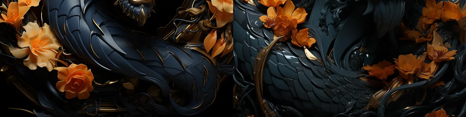 中国风逼真立体动物龙金属模型艺术绘画海报midjourney关键词咒语