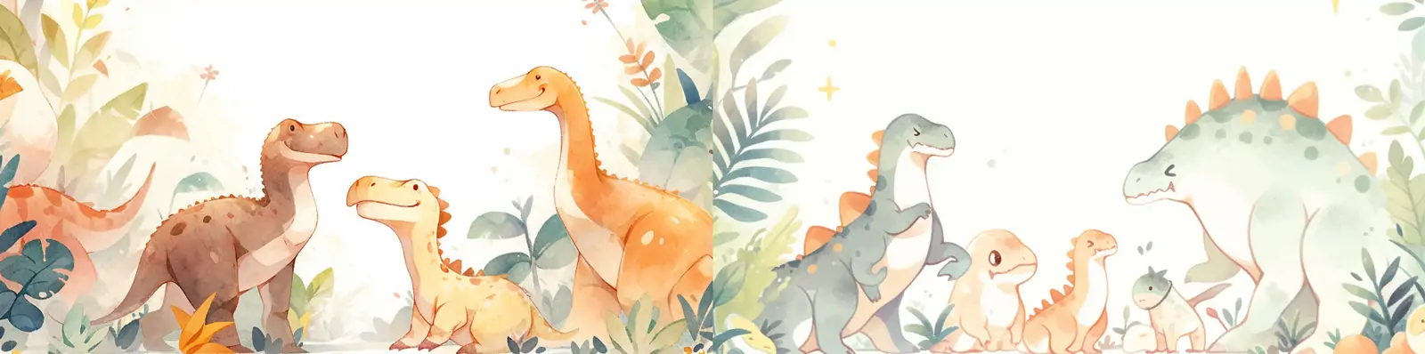 手绘极简主义可爱卡通儿童生日邀请函动物恐龙图案背景插图海报midjourney关键词咒语