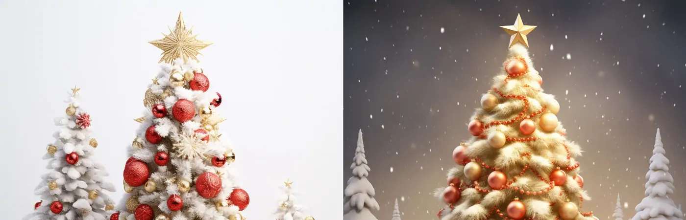 圣诞节贺卡海报设计背景圣诞球圣诞树元素Midjourney关键词提示词咒语分享