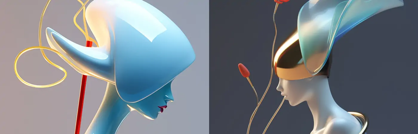 未来主义彩色瓷器玻璃女孩人像艺术品Midjourney关键词提示词咒语