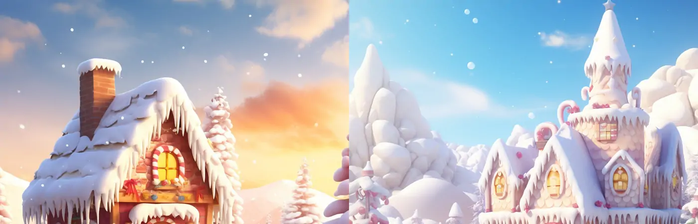 冬季冬天圣诞屋圣诞节贺卡海报设计背景Midjourney关键词提示词咒语