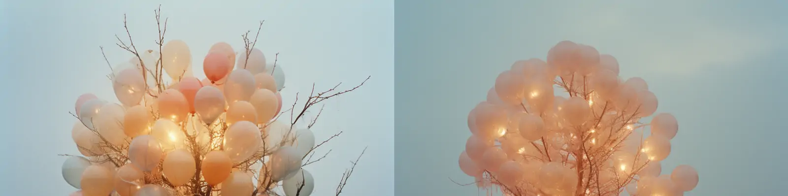 创意唯美气球装饰树木光效灯光空间场景艺术摄影海报midjourney关键词咒语分享