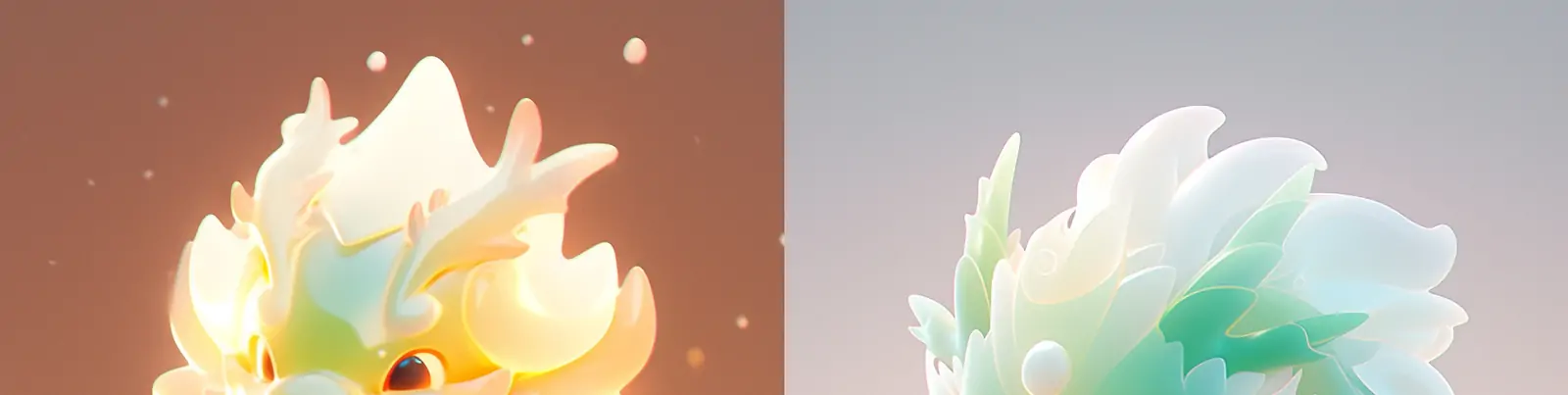 创意3D立体可爱磨砂渐变半透明玻璃中国龙宝宝模型海报midjourney关键词咒语