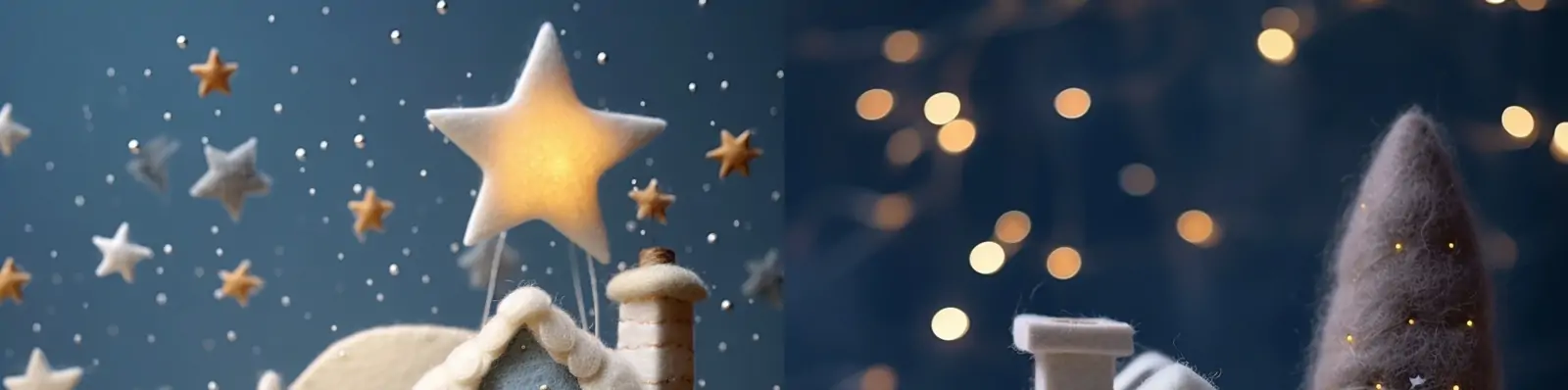 创意立体冬天梦幻柔和雪地毛毡小屋装饰手工艺品广告摄影海报midjourney关键词咒语分享