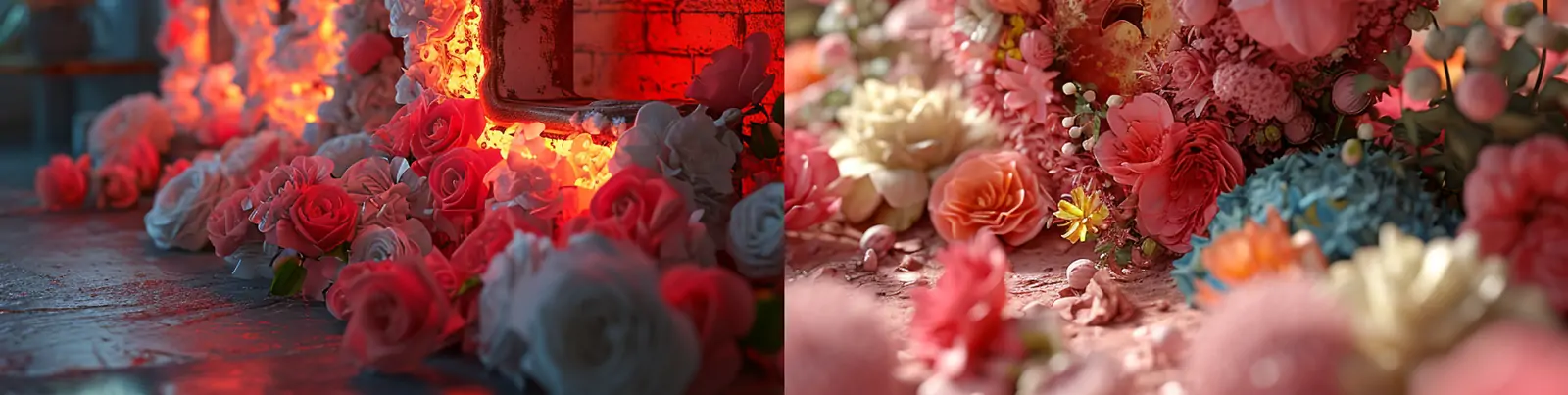 创意鲜花爱心情人节love文字婚礼求婚场景字体设计艺术海报midjourney关键词咒语