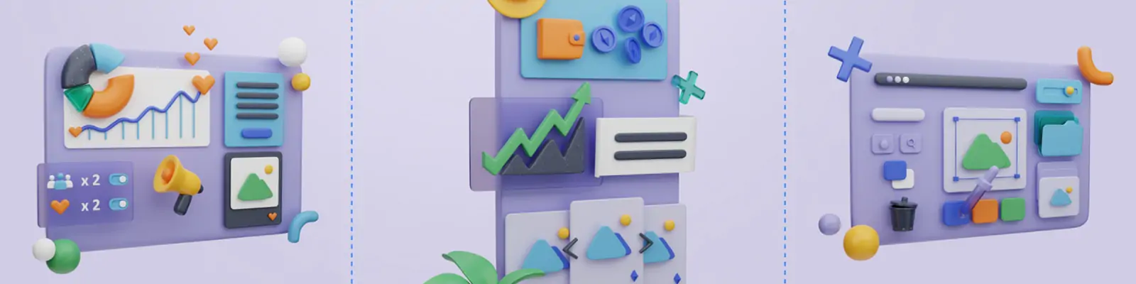 3D立体用户界面商务工作Figma图标插图blender设计素材模版