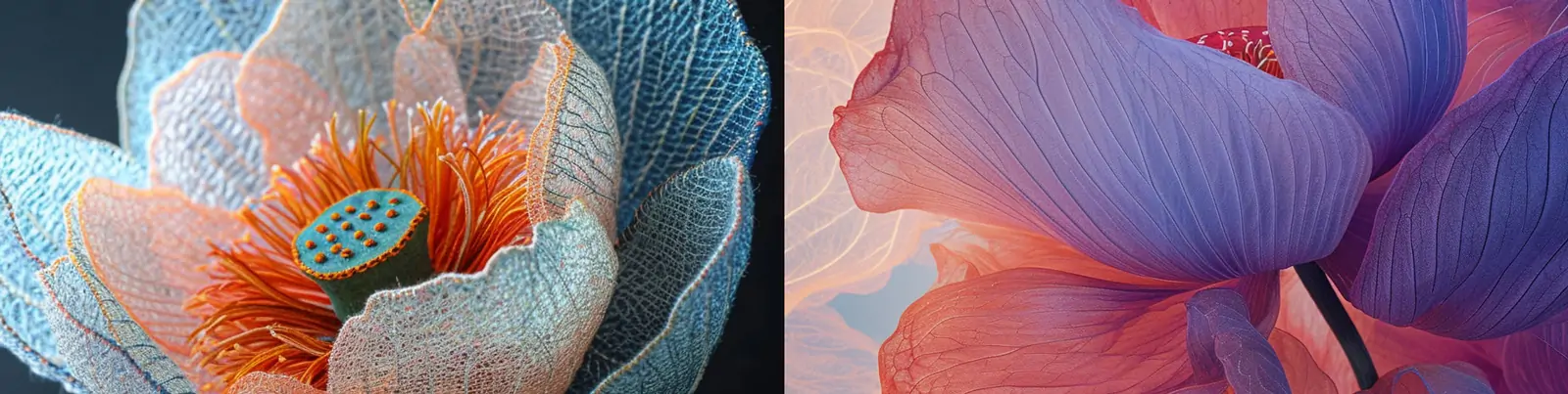 复古针织刺绣半透明莲花荷花超现实花瓣艺术手工艺品摄影海报midjourney关键词咒语