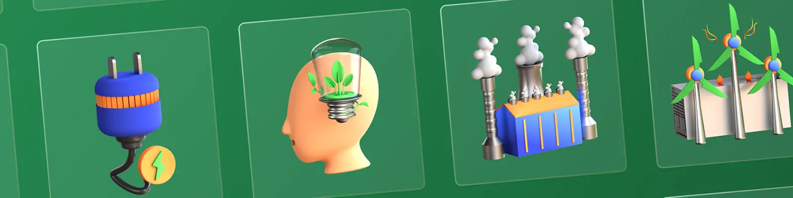 3D立体科技绿色环保能源环境png图标插图设计素材模型blender