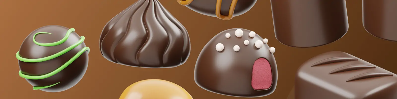 3D立体情人节巧克力威化美食甜品图标插图blender设计素材模型