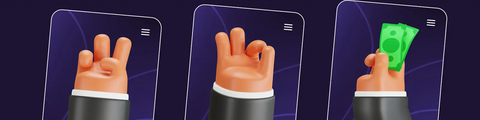 3D立体趣味可爱卡通手势手部动作姿势图标插图设计素材模型blender