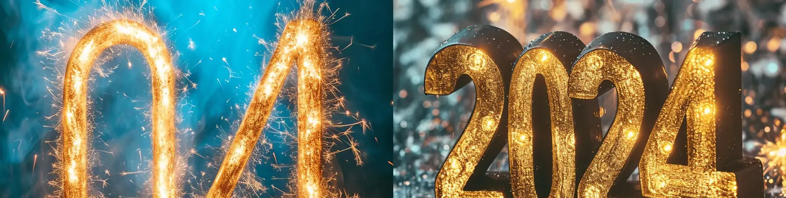 创意2024文字金色烟花光效仙女棒延时摄影颗粒感场景海报背景midjourney关键词咒语