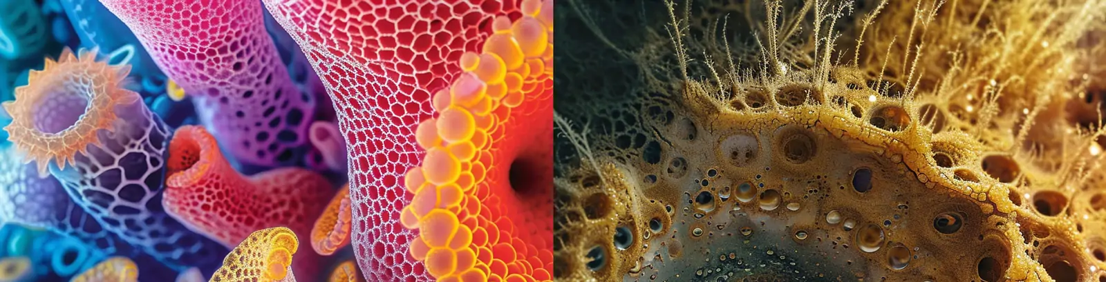 创意自然森林植物花粉显微镜放大抽象艺术焦点叠加摄影海报背景midjourney关键词咒语