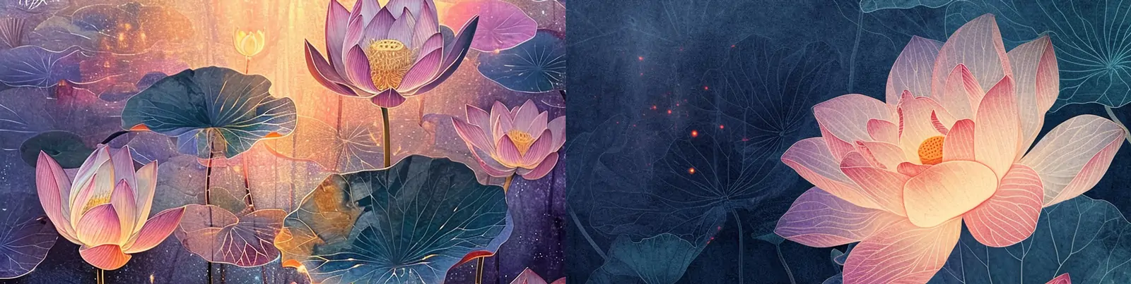 创意彩色抽象艺术荷花荷叶毛细管效应线条半透明玻璃海报midjourney关键词咒语