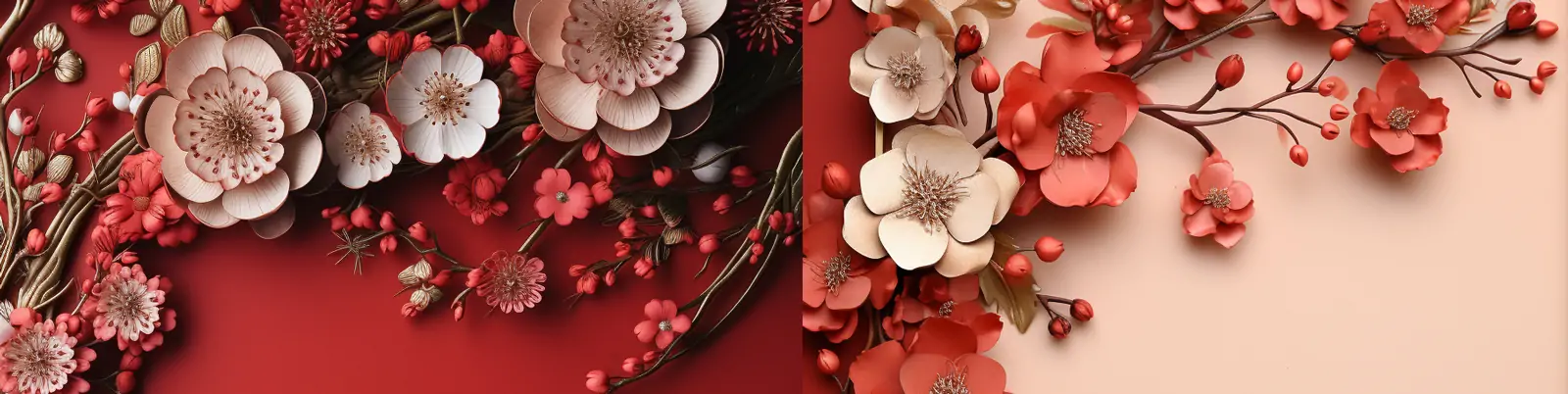 中国风红色新年春节元旦梅花装饰画空间海报背景midjourney关键词咒语