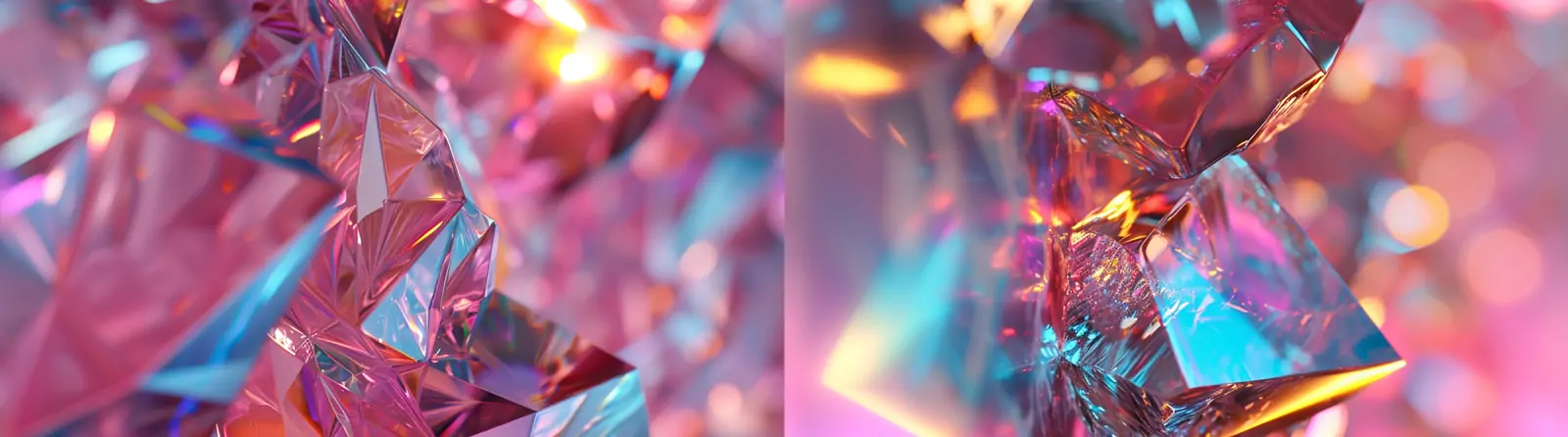 创意全息粉红色渐变透明水晶玻璃钻石光影曲线平铺图案海报背景midjourney关键词咒语