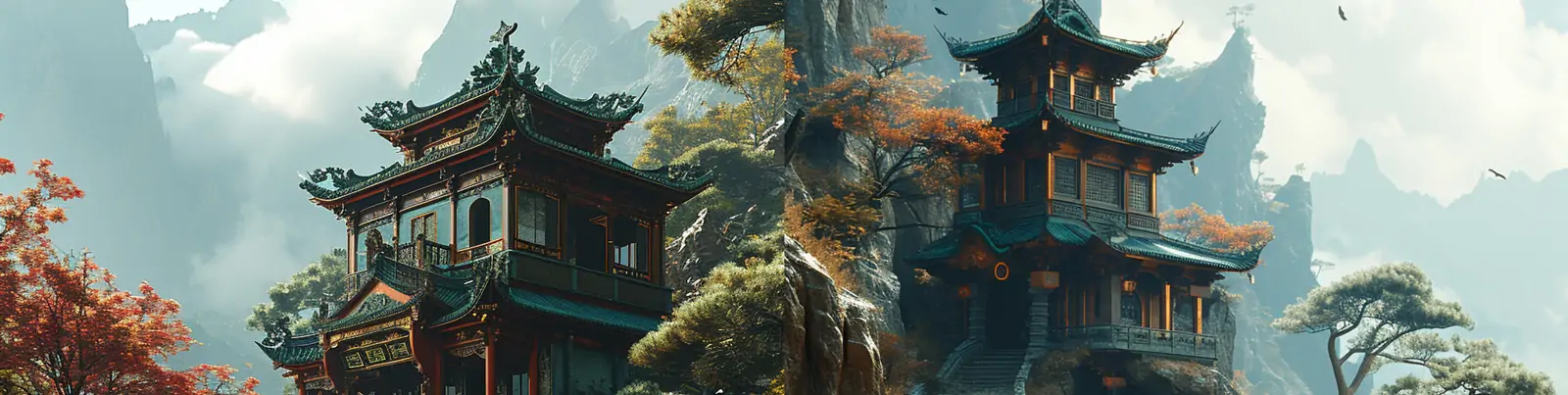 微观玉雕自然山水风景建筑阁楼山脉场景雕塑海报midjourney关键词咒语