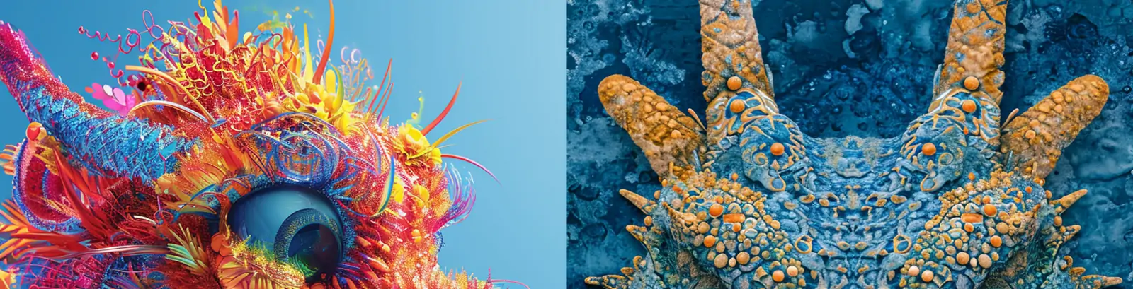 创意未来科技蓝底霓虹色全息线框中国龙动物肖像艺术插图海报midjourney关键词咒语