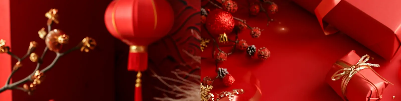 红色中国风新年春节元旦礼盒水杯包装装饰元素海报背景midjourney关键词咒语