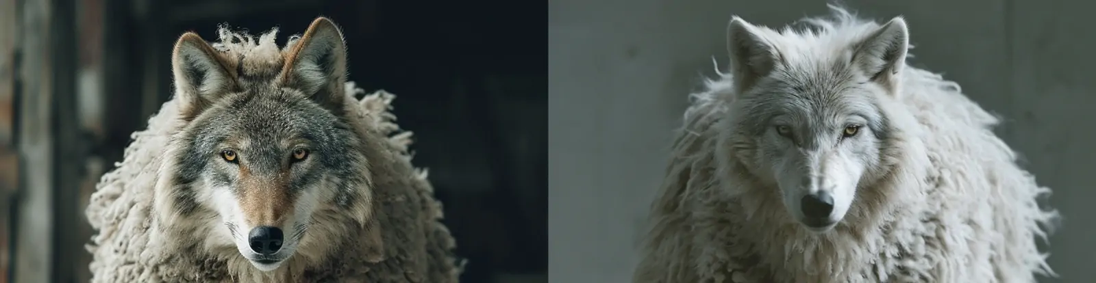 创意披着羊皮的狼动物高清艺术摄影海报midjourney关键词咒语