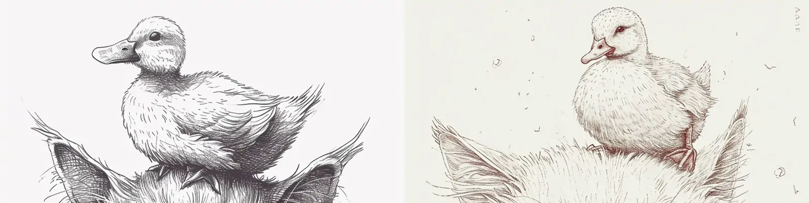 手绘极简主义素描愤怒的猫咪头上戴着鸭子艺术绘画涂鸦插图海报midjourney关键词咒语