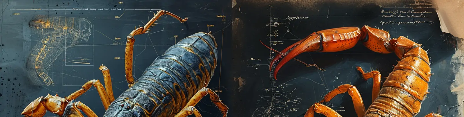 创意手绘逼真立体蝎子解刨内部结构科学生物轮廓插图海报midjourney关键词咒语