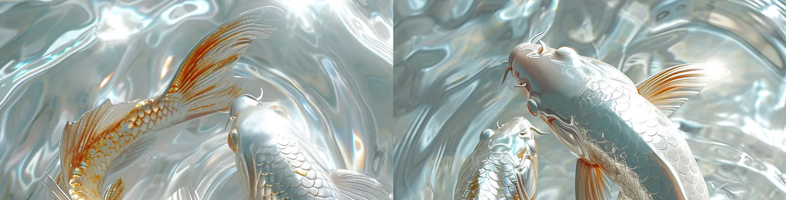 创意中国风如鱼得水年年有余锦鲤吉祥画高清壁纸海报背景midjourney关键词咒语