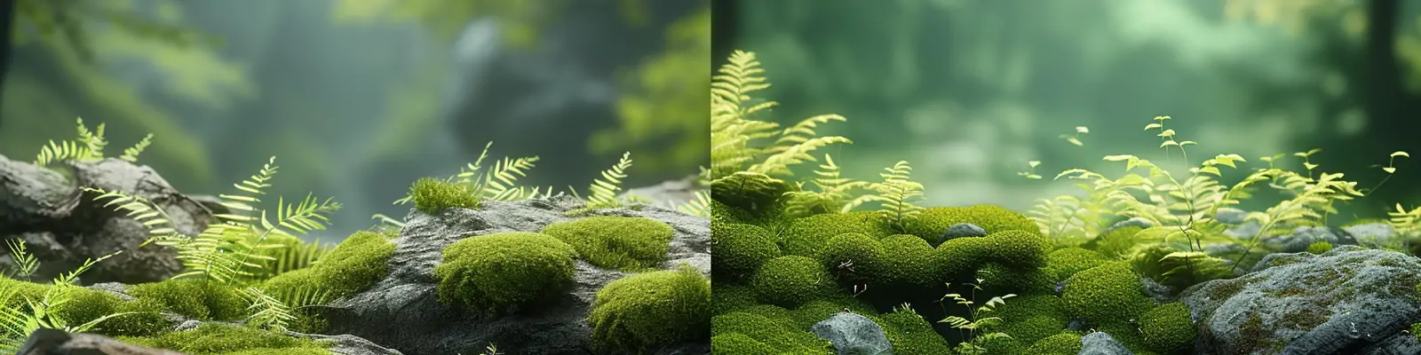 绿色自然苔藓森林植物宁静花园景观场景艺术摄影海报背景midjourney关键词咒语