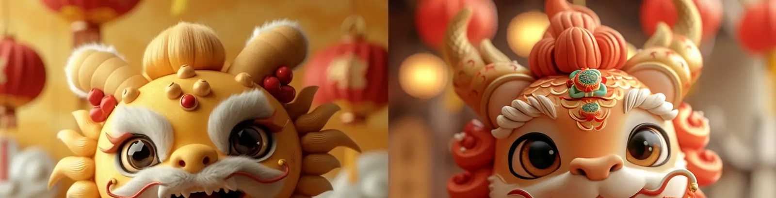 3D立体可爱卡通2024龙年新年春节龙宝宝吉祥物模型海报midjourney关键词咒语分享