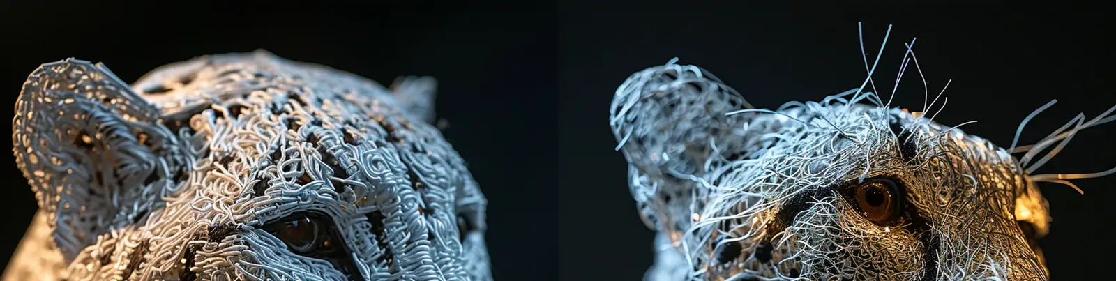 创意猎豹电致发光线造型肖像特写模型摄影海报midjourney关键词咒语