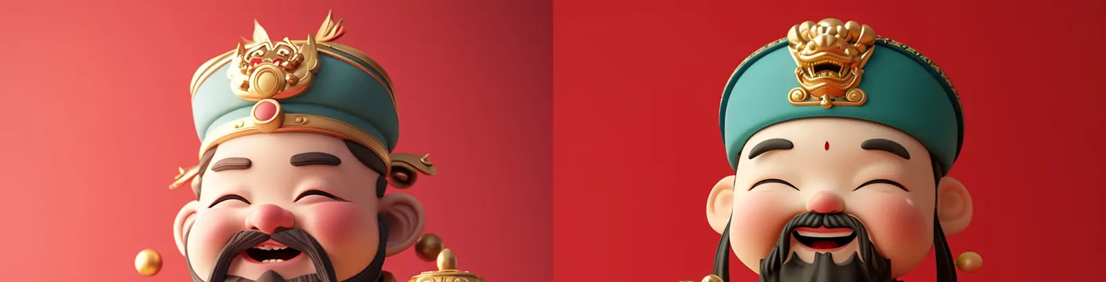 中国风动漫卡通可爱红色新年财神爷人物形象立体模型摄影海报midjourney关键词咒语