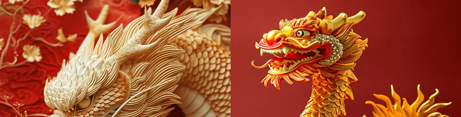 2024龙年中国新年元旦春节三维立体金色中国龙雕塑模型midjourney关键词咒语