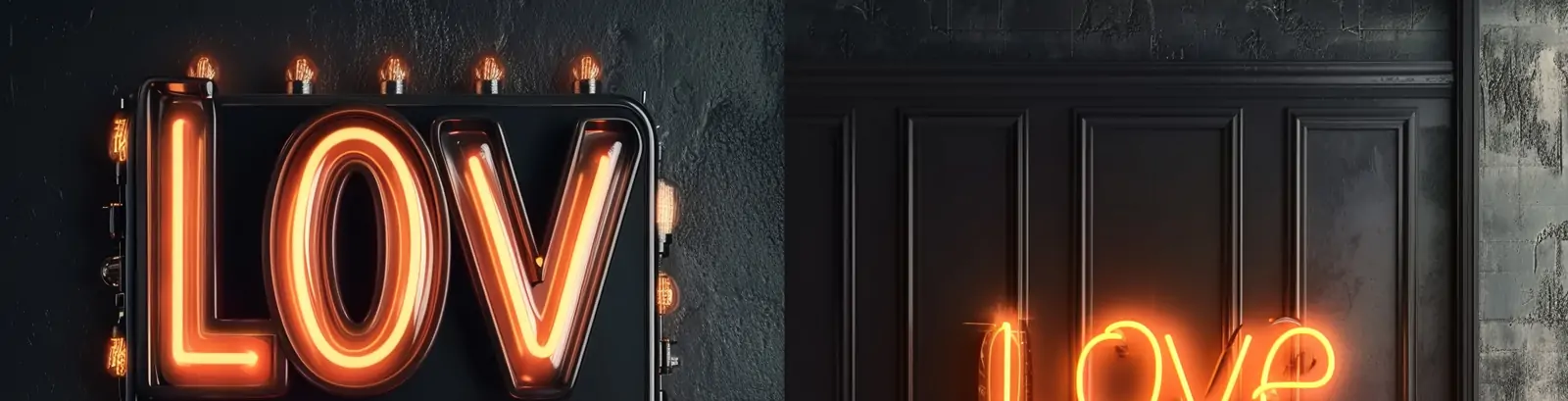 时尚潮流桃红色霓虹灯英文字母love标志发光体背景墙海报midjourney关键词咒语