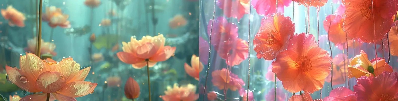 创意数字概念自然艺术融合鲜花植物发光体梦幻空灵海报背景midjourney关键词咒语