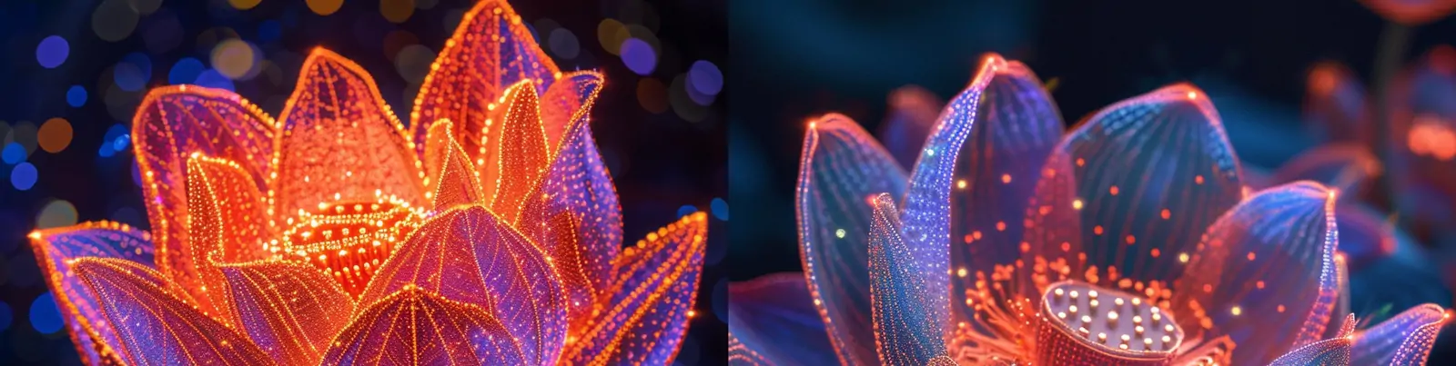 3D立体透明金属线刺绣发光体莲花荷花花蕊透视艺术摄影海报midjourney关键词咒语