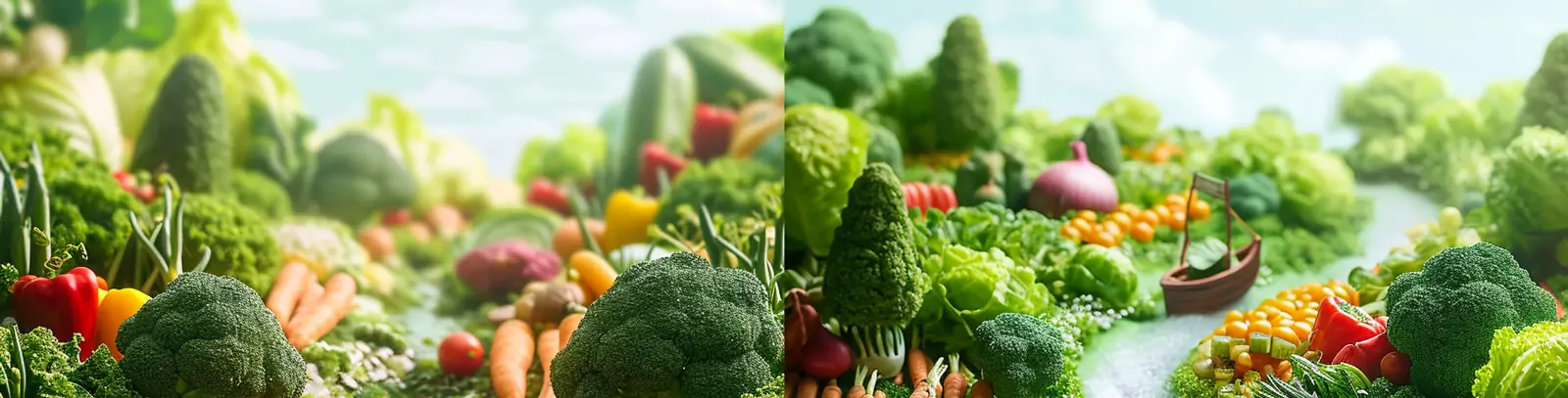 创意绿色天然有机蔬菜水果微缩景观场景电商生鲜广告封面海报midjourney关键词咒语