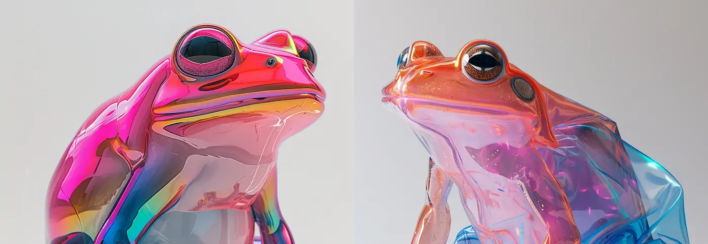 充气塑料透明薄膜立体动物青蛙模型midjourney关键词提示词咒语