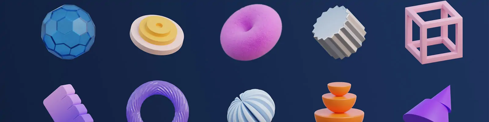 3D立体抽象不规则几何图形装饰元素海报背景blender设计素材模型