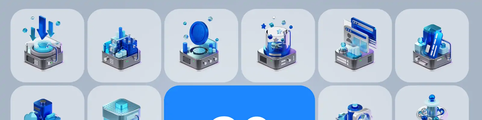 3D立体未来科技网络云大数据技术图标插图blender设计素材模型