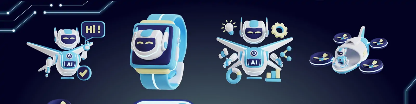 3D立体未来科技AI人工智能机器人图标插图blender设计素材模型