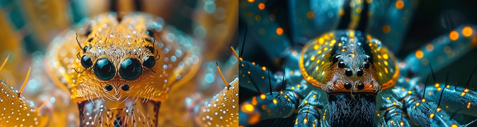 创意自然生物发光体蜘蛛特写镜头微距摄影艺术海报midjourney关键词咒语