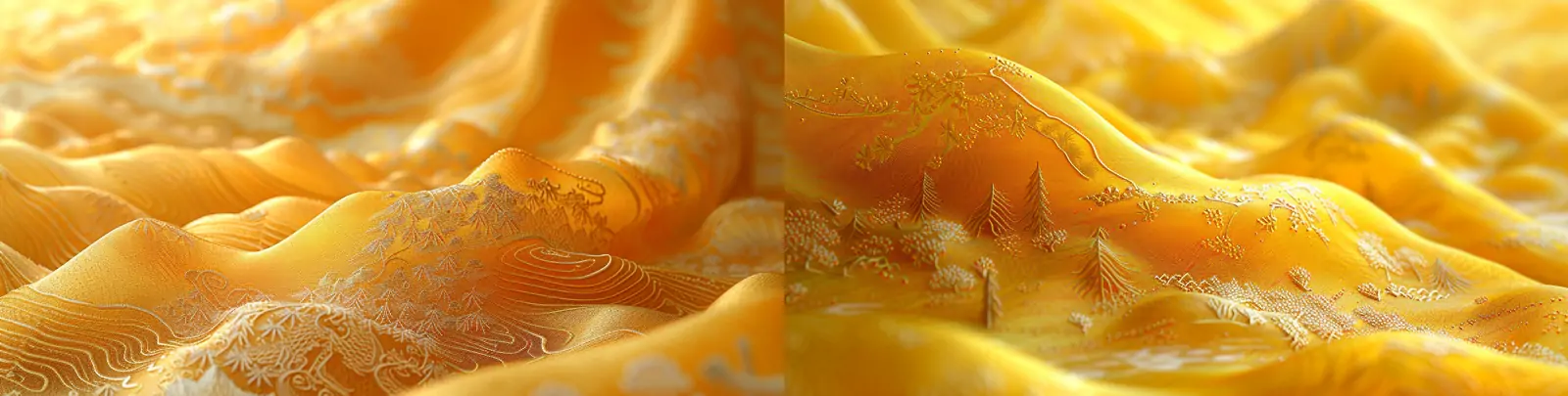 中国风黄色缎面锦缎丝绸之路布料骆驼场景花纹图案海报背景midjourney关键词咒语