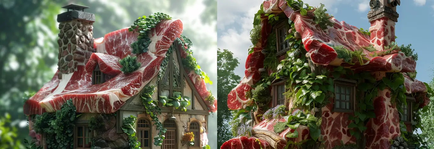 牛肉造型房屋创意微景观midjourney关键词提示词咒语